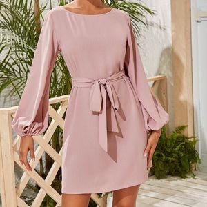 Pink Lantern Sleeve Tunic Dress